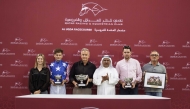 The connections of Talg’at Al Shahania celebrate during the presentation ceremony. Pictures: Juhaim/QREC