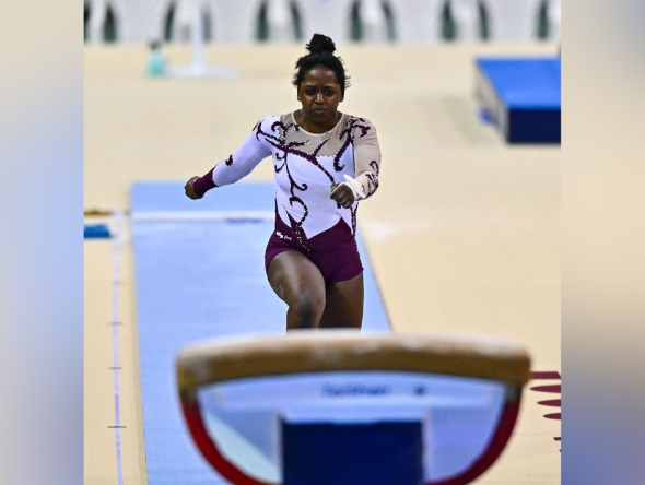 Qatar’s Salma Nasser competes during the qualifying round.