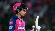 Rajasthan Royals' Vaibhav Suryavanshi reacts as he walks back to the pavilion after his dismissal during the IPL Twenty20 cricket match between Rajasthan Royals and Lucknow Super Giants on April 19, 2025. (Photo by Money Sharma / AFP) 