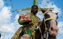 Participants parade during the Lagos Fanti Carnival, in Lagos on April 20, 2025. (Photo by Toyin Adedokun / AFP)