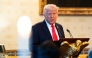 President Donald Trump delivers remarks during an Easter prayer service and dinner at the White House on Sunday, April 20, 2025. (Photo by Demetrius Freeman/The Washington Post)