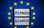 This picture taken on April 27, 2023 in Toulouse, southwestern France, shows a screen displaying the Meta logo and the European flag. Photo by Lionel BONAVENTURE / AFP