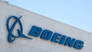 Boeing's logo is pictured at the company's Renton factory in Renton, Washington, on April 15, 2025. Photo by Jason Redmond / AFP
