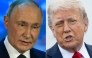 (COMBO) This combination of pictures created on April 24, 2025 shows, L-R, Russian President Vladimir Putin speaking in Murmansk on March 27, 2025 and US President Donald Trump outside the White House in Washington, DC, on April 23, 2025. (Photo by Olga MALTSEVA and SAUL LOEB / AFP)
