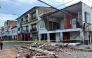 A damaged house is pictured after the earthquake that struck the city of Esmeraldas, Ecuador on April 25, 2025. Photo by Antony QUINTERO / AFP