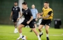 Al Sadd's Cristo Gonzalez (left) and Guilherme Torres during a training session yesterday.