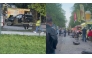 Collage of screen grabs from videos of the crash circulating through social media. 