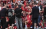 Liverpool's English midfielder #19 Harvey Elliott, Liverpool's Egyptian striker #11 Mohamed Salah, Liverpool's English defender #66 Trent Alexander-Arnold, Liverpool's English defender #02 Joe Gomez, Liverpool's Brazilian goalkeeper #01 Alisson Becker, Liverpool's Japanese midfielder #03 Wataru Endo pose with teammates after winning the English Premier League football match between Liverpool and Tottenham Hotspur at Anfield in Liverpool, north west England on April 27, 2025. Liverpool won the match 5-1, making them the winners of the Premier League title. (Photo by Paul ELLIS / AFP) 