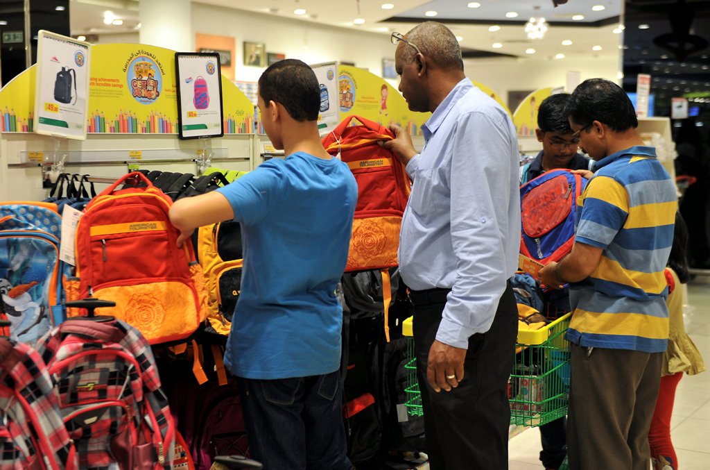 Parents busy with Children's for Back to School shopping. Pic: Abdul Basit