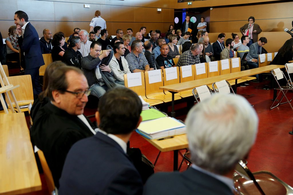 View of the courthouse before the trial of French CGT unions members judged for the episode of the 