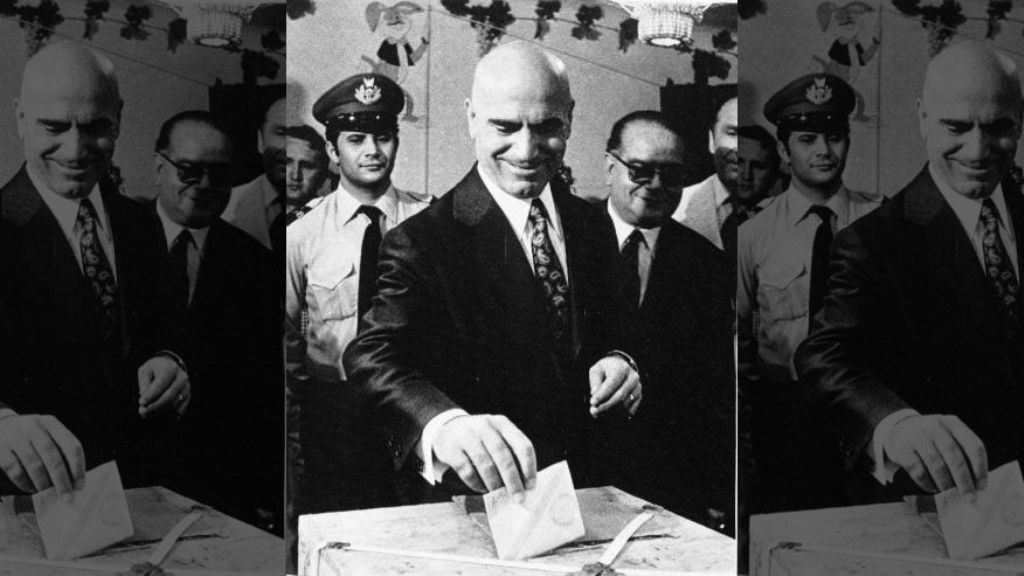 FILE - In this July 29, 1973 file photo, Deputy Premier Stylianos Pattakos casts his ballot in a referendum in Athens. Pattakos, the last survivor among the leaders of a 1967 coup that ruled Greece for seven years, has died at 103. The state-run Athens Ne