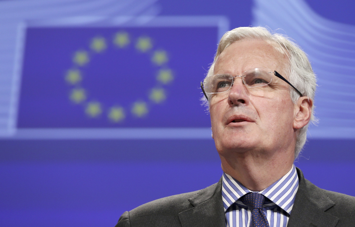 European Union Commissioner for Internal Market and Services Michel Barnier addresses a news conference at the EU Commission headquarters in Brussels April 9, 2014. (REUTERS/Francois Lenoir) 