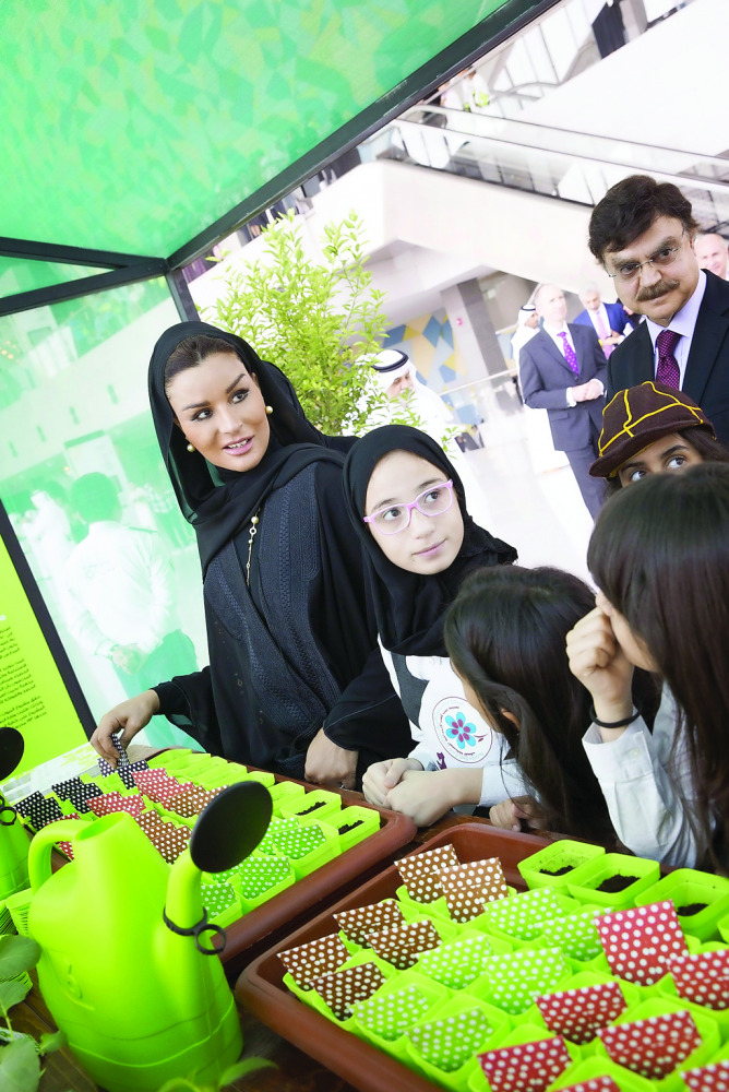 H H Sheikha Moza bint Nasser witnessing the celebration of the 5th anniversary of the health campaign Sahtak Awalan.