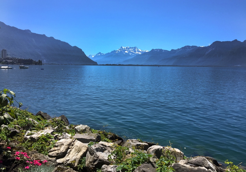 View from the banks of Lake Geneva in Montreux, Switzerland. (Amanda Loudin for The Washington Post)