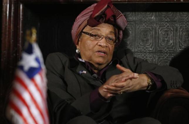 Liberian President Ellen Johnson Sirleaf speaks during an interview with Reuters in Brussels, November 25, 2013