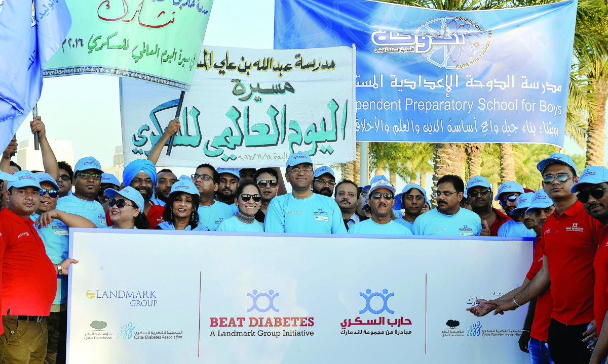 People participating in the 'Beat Diabetes Walkathon' programme at MIA Park, yesterday.  Pic: Kammutty V P
