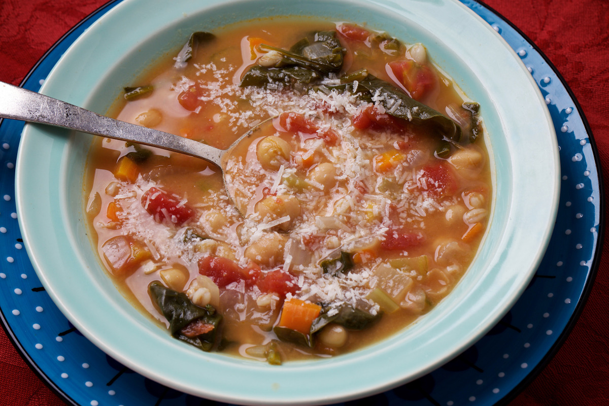 Chickpea and Farro Stew photographed in Washington, DC. (The Washington Post by Deb Lindsey)