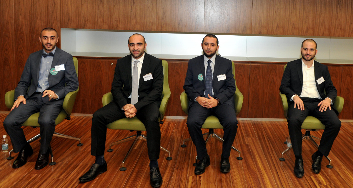 FROM LEFT: Stars of Science finalists Sadeem Qdisat, Ghassan Yusuf, Abderahim Bourouis, and Sevag Babikian during a roundtable at the Qatar Foundation Headquarters yesterday.
Pic: Kammutty VP / The Peninsula