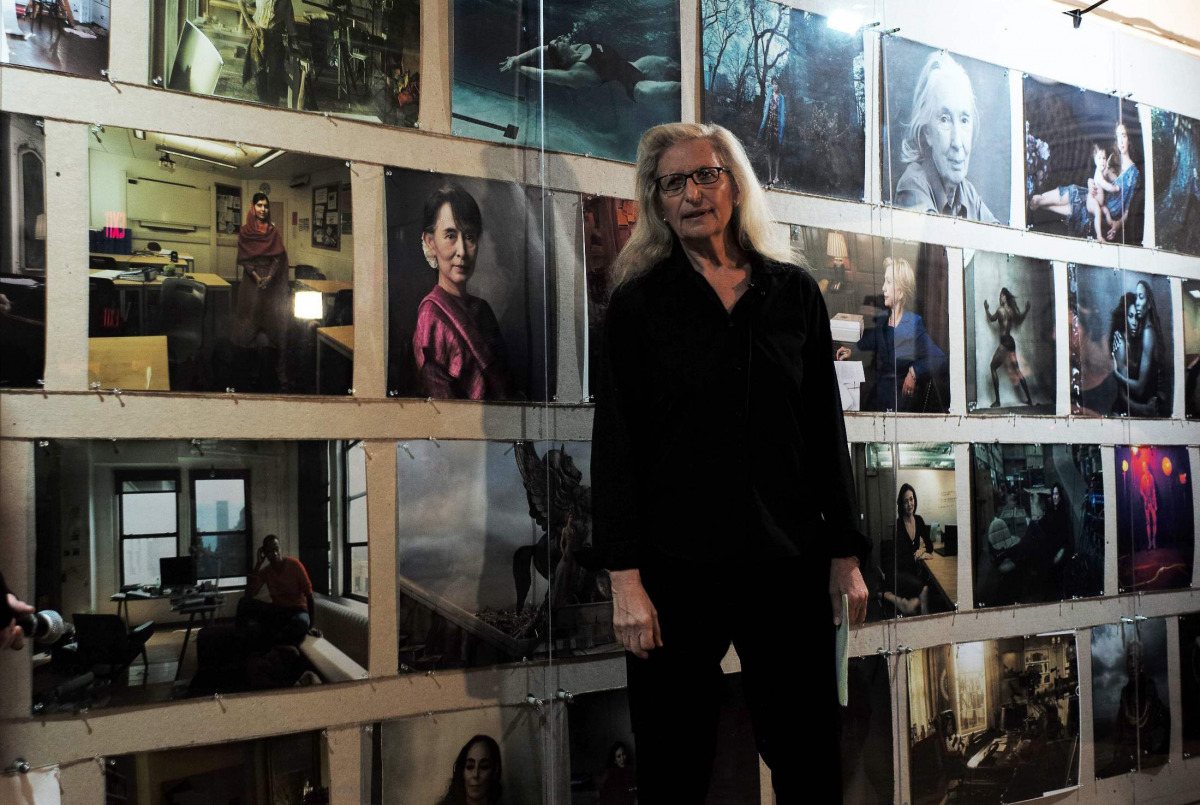 Annie Leibovitz speaks during a press preview of her 