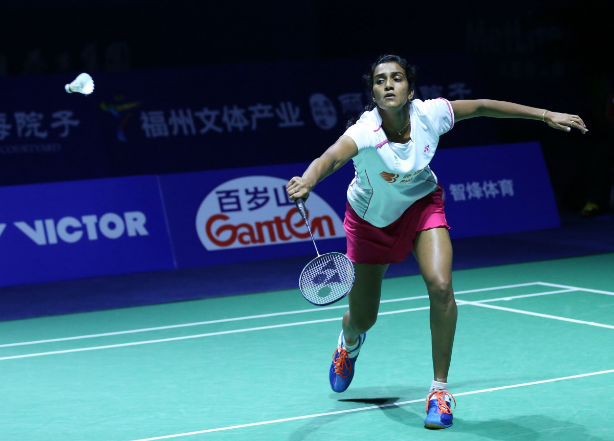 India's PV Sindhu plays a shot against China's Sun Yu in the final of the China Open Badminton tournament in Fuzhou, in China's Fujian province on November 20, 2016. (AFP)