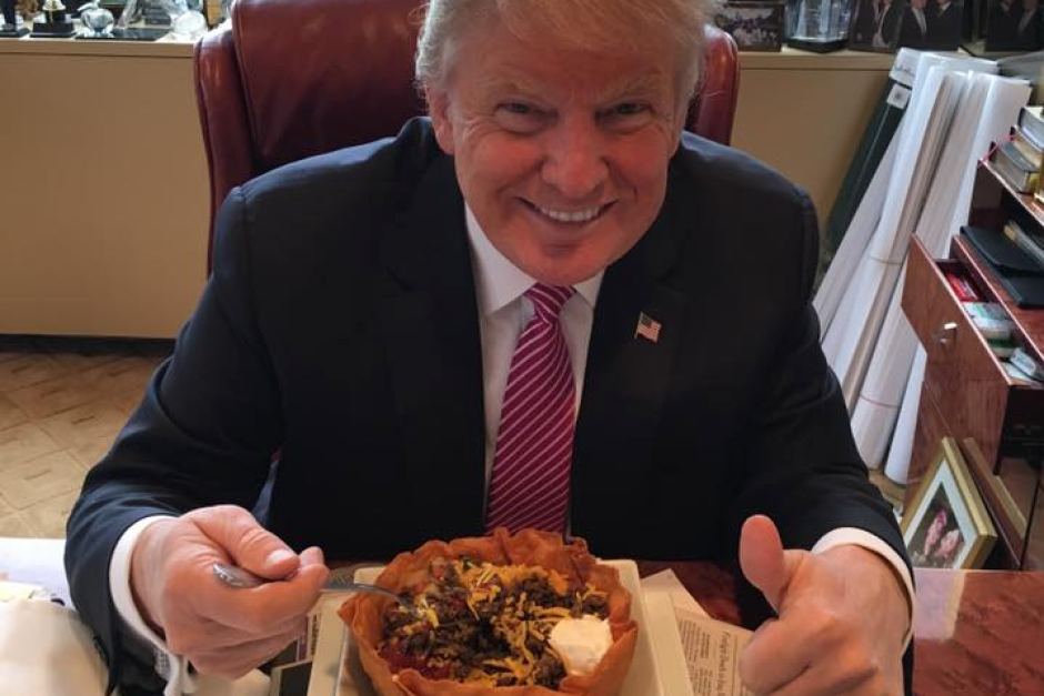 In an unlikely election year, Trump Grill's taco bowl emerged as one of the unlikeliest icons thanks to a Twitter testimonial from Trump himself, in honor of Cinco de Mayo. 