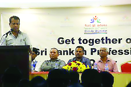 K D Lalkantha, a Politburo Member of Janatha Vimukthi Peramuna (JVP), speaking at a function in Doha recently.