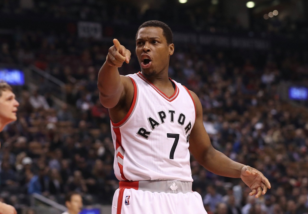 Toronto Raptors point guard Kyle Lowry (7) yells out against the Los Angeles Lakers at Air Canada Centre. The Raptors beat the Lakers 113-80. Mandatory Credit: Tom Szczerbowski
