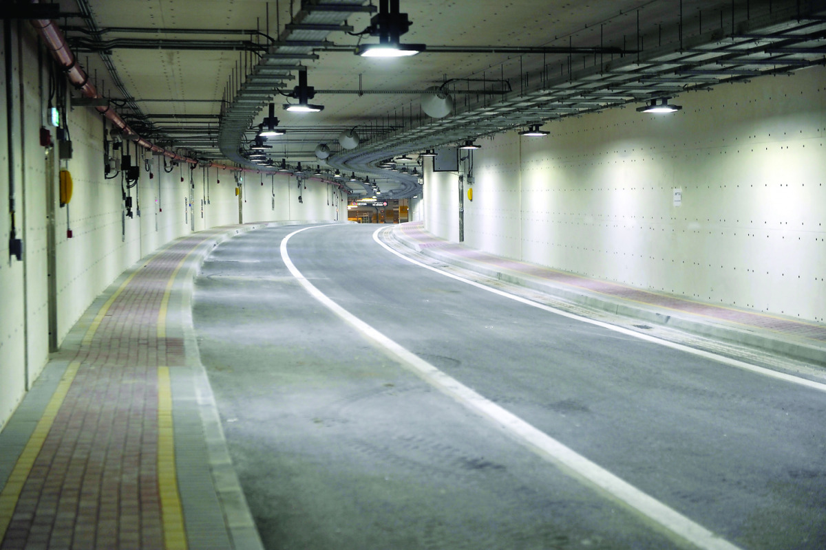 The tunnel built by Ashghal to provide one-way exit to the Mall of Qatar.  Pic: Abdul Basit/ The Peninsula