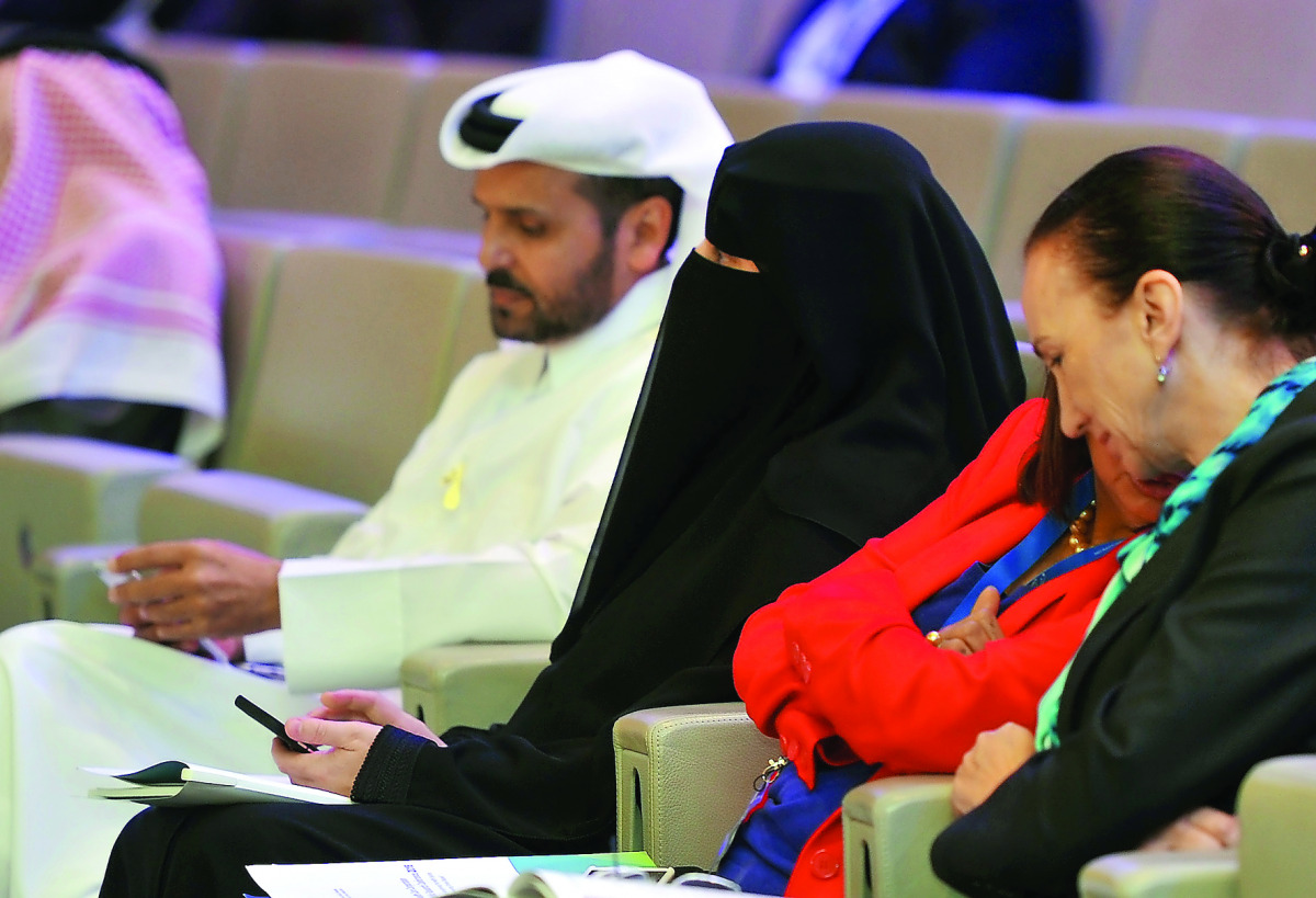 Dr Mariam Abdulmalik, Managing Director of PHCC (third right), with other officials at the opening of PHCC's Second Scientific Research Conference 2016, at QNCC yesterday. Pic: Abdul Basit/ The Peninsula