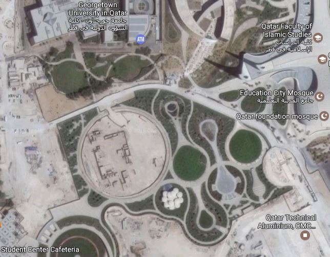 Aerial view using Google Maps shows the Qatar Foundation structure that will be preserved. 