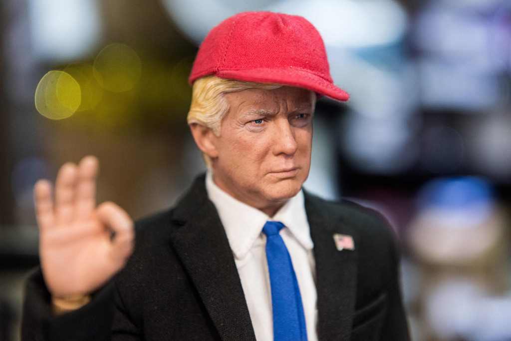 In this photograph taken on February 3, 2017, a prototype figurine replica of US President Donald Trump, made by toymaker Dragon in Dream (DiD), is seen in Hong Kong toy shop Seven. AFP / Anthony WALLACE
