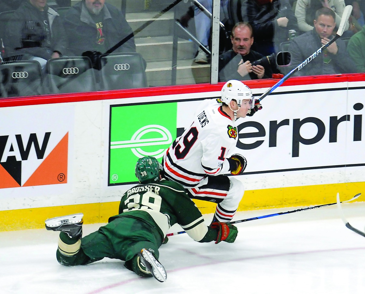 Chicago Blackhawks' in action against Minnesota Wild during their NHL game in Minnesota on Wednesday.   