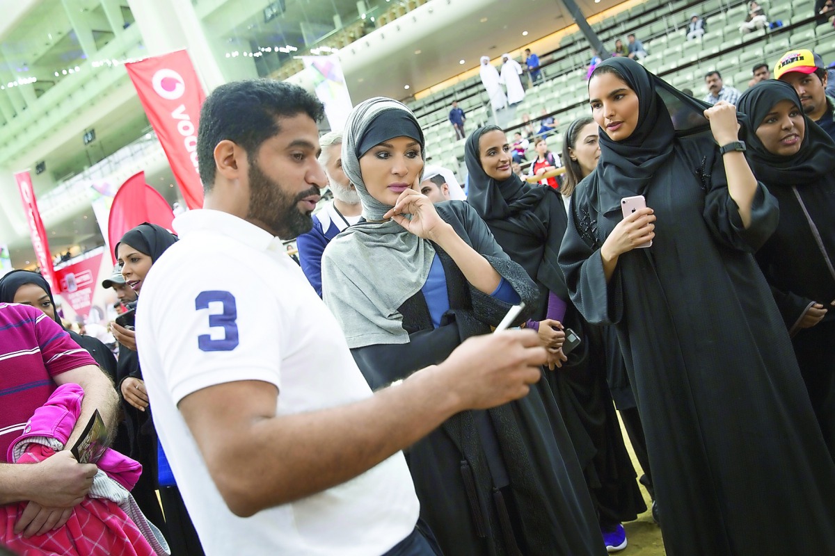 H H Sheikha Moza bint Nasser took part in QF's National Sport Day activities at Education City. H E Sheikha Hind bint Hamad Al Thani was also present. Pics: Aisha Al Musallam & AR Al-Baker / HHOPL