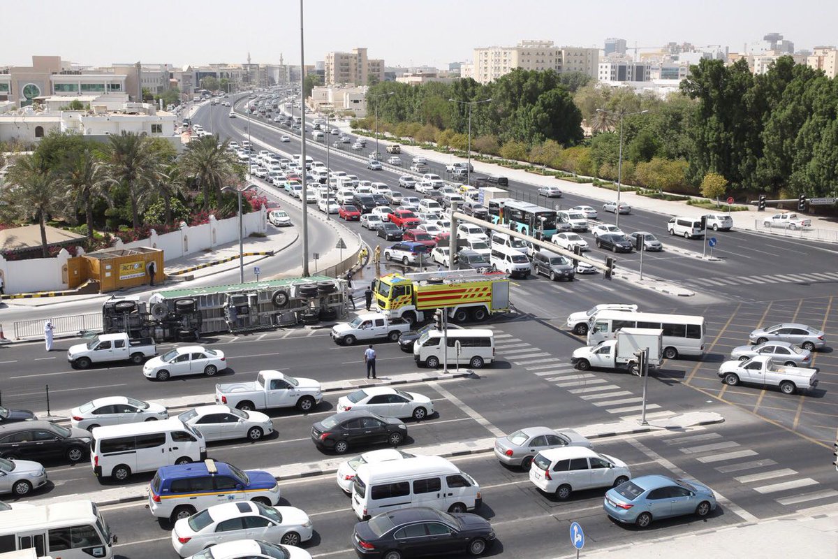 File photo of a a truck over-turned at the Al Mansoura signal on C-ring road near Holiday Villa hotel in last September