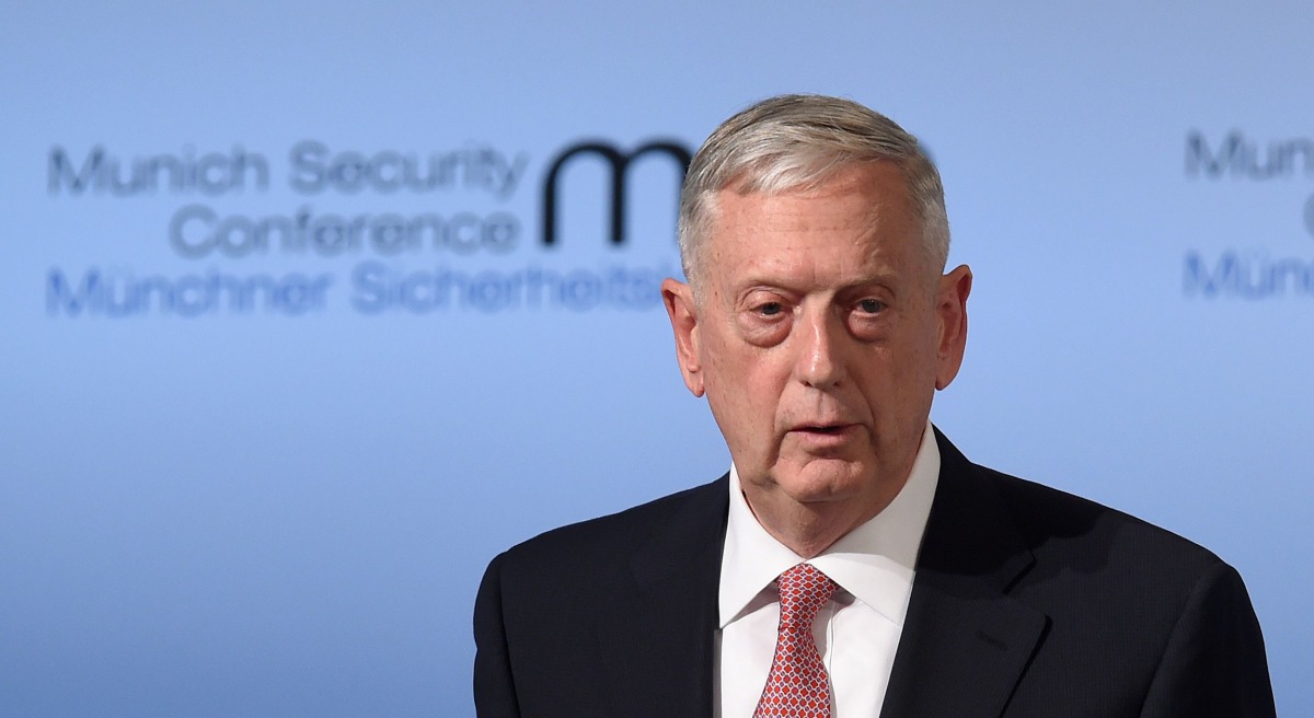 US Secretary of Defence James Mattis delivers an opening statement on the first day of the 53rd Munich Security Conference (MSC) at the Bayerischer Hof hotel in Munich, southern Germany, on February 17, 2017. (AFP / Christof STACHE)