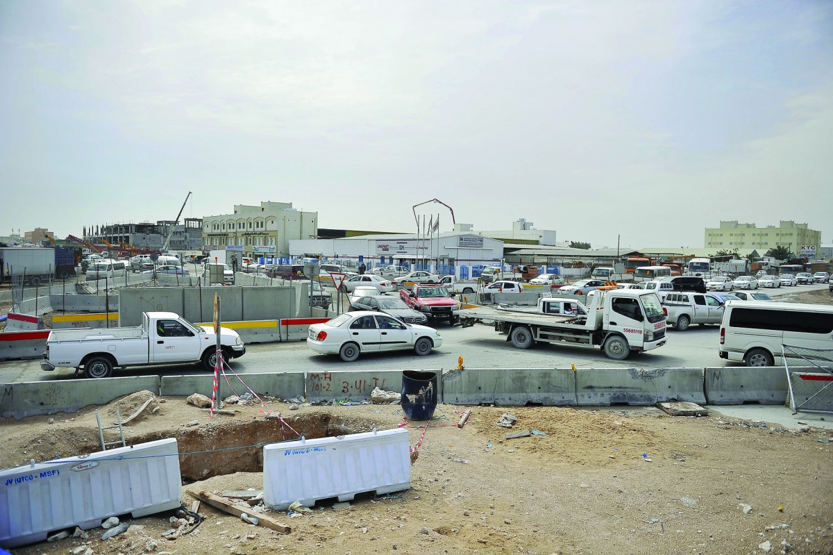 Roadwork in progress in the Industrial Area between Streets 10 and 23. Pic: Baher Amin / The Peninsula