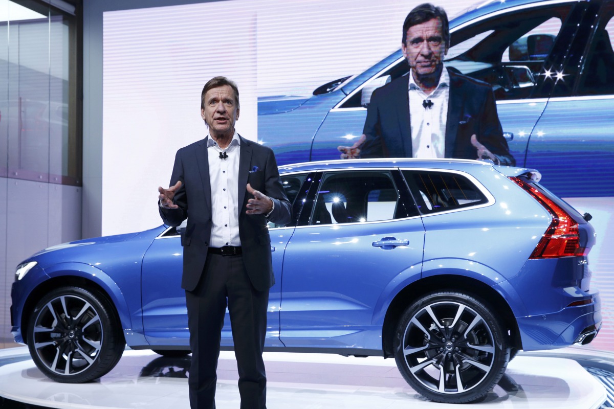 Vovlo CEO Hakan Samuelsson speaks during presentation of the new Volvo XC60 car during the 87th International Motor Show at Palexpo in Geneva, Switzerland, March 7, 2017. REUTERS/Denis Balibouse