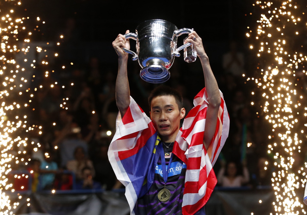 Malaysia's Lee Chong Wei celebrates victory in the mens singles final of Yonex All England Open Badminton Championships. (Reuters / Andrew Boyers Livepic)