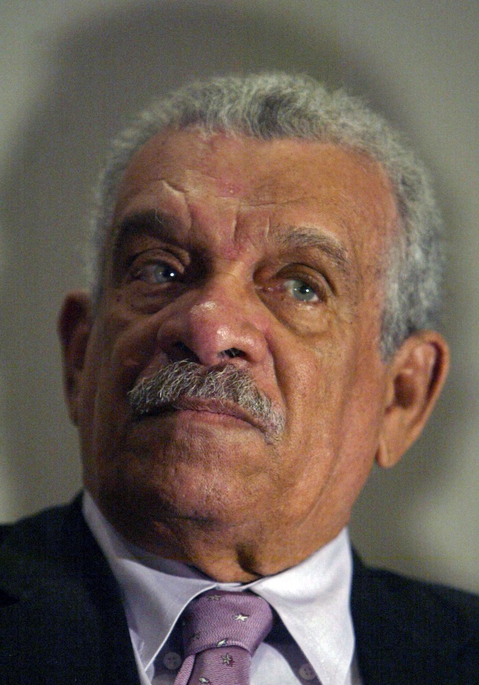 Saint Lucian Literature 1992 Nobel Prize laureate Derek Walcott, during a press conference in Caracas. Walcott died on March 17, 20017 at his home in St. Lucia, his publisher announced. Walcott was 87. No cause of death was given.  AFP / Pedro Rey