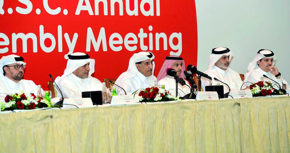 FROM LEFT: Waleed Mohamed Al Sayed, Deputy CEO, Ooredoo Group; Mohammed bin Issa Al Mohannadi; Sheikh Abdulla bin Mohammed bin Saud Al Thani, Chairman of the Board of Directors of Ooredoo Group; Sheikh Saud bin Nasser Al Thani, Group CEO, Ooredoo; Turki M