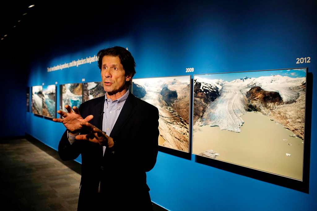 US photographer James Balog speaks about his images at the 