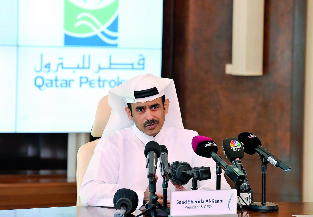 Saad Sherida Al Kaabi, President & CEO of Qatar Petroleum addressing the media yesterday Pic: Kammutty VP/The Peninsula