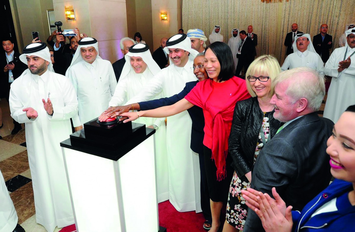 Akbar Al Baker, Group Chief Executive of Qatar Airways, with other officials inaugurating the 12th ACI Asia Pacific Regional Assembly Conference and Exhibition at St Regis Hotel yesterday. Pic: Ibrahim R O