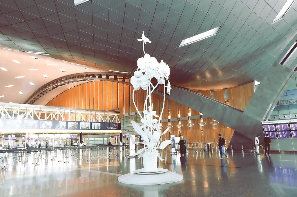 The ‘Arctic Nurseries of El Dorado’ by British artist Marc Quinn at Hamad International Airport.
