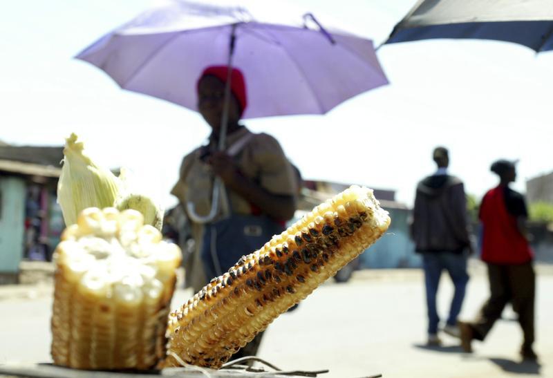 A woman walks past roasted corn for sale in Kenya's capital Nairobi July 14, 2009. REUTERS/Noor Khamis