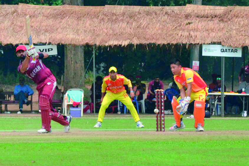 Action during the match between Qatar and Bhutan in Chiang Mai, Thailand yesterday. 