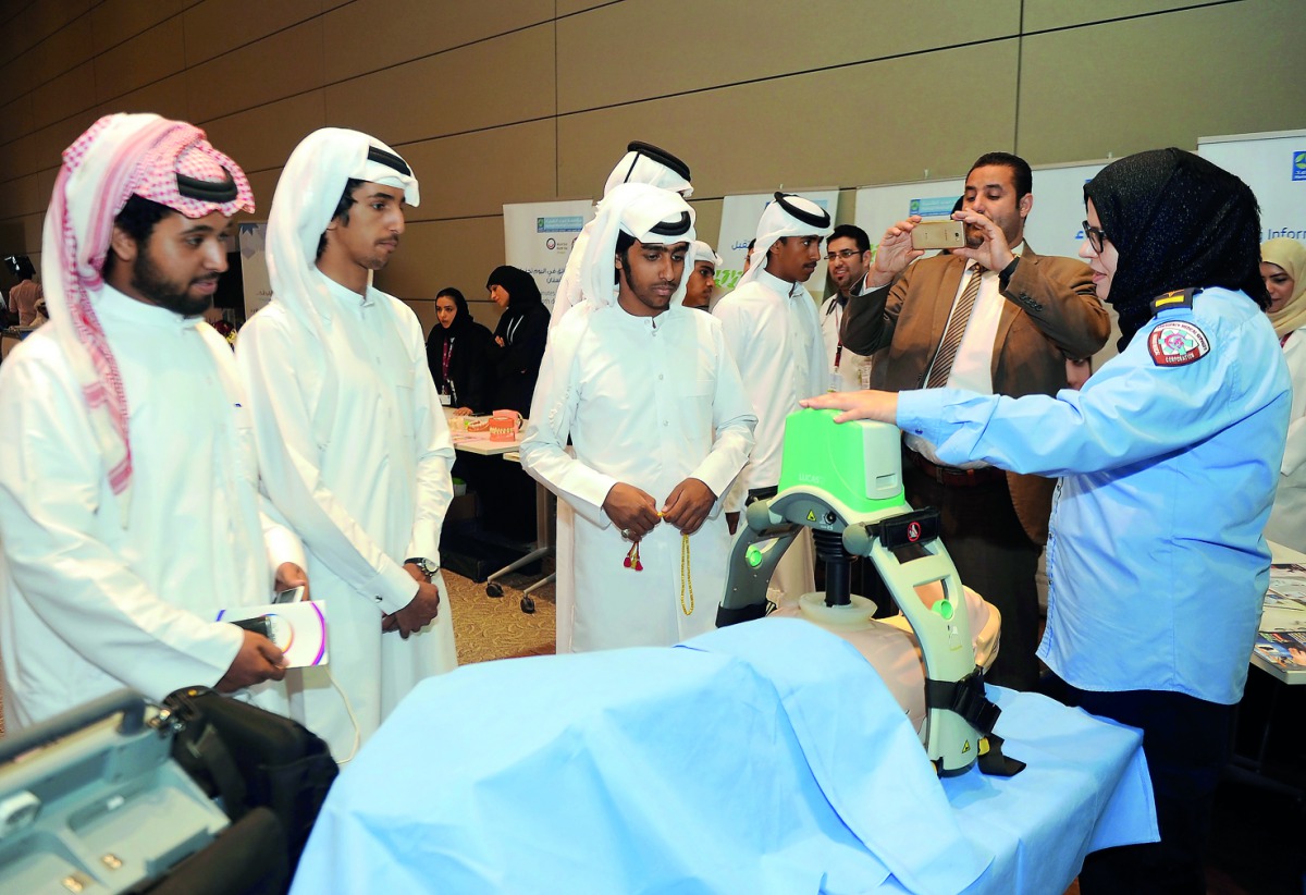 Simulations of the work environment of different organisations are being showcased at the Career Village. Pic: Abdul Basit / The Peninsula