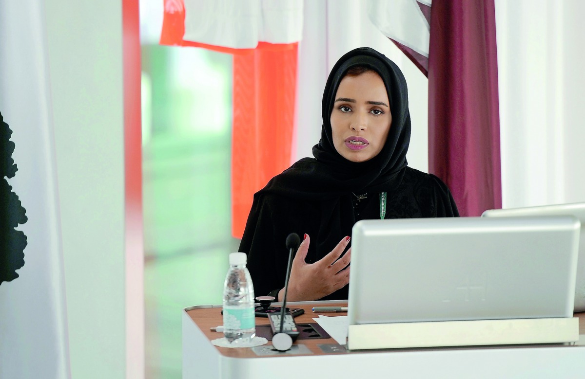 Alya Al Suwaidi, Media Relations Officer, Communications Department, briefing the media at QF headquarters yesterday. Pic: Abdul Basit / The Peninsula