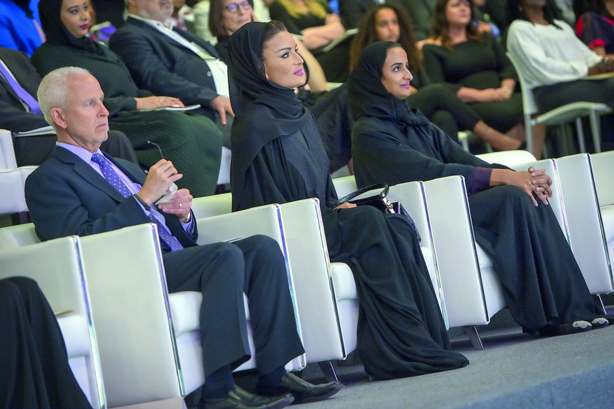 H H Sheikha Moza bint Nasser and  H E Sheikha Hind bint Hamad Al Thani at the inauguration of the new campus building of Northwestern University in Qatar (NU-Q). Pics: Aisha Alsada & Aisha Al Musallam