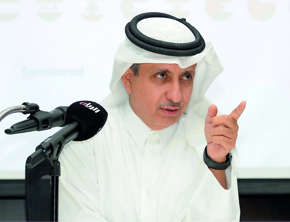 Chairman of Qatar Cancer Society (QSC), Dr Sheikh Khalid bin Jabor Al Thani, addressing the media at the QSC in Doha yesterday. Pic: Salim Matramkot / The Peninsula